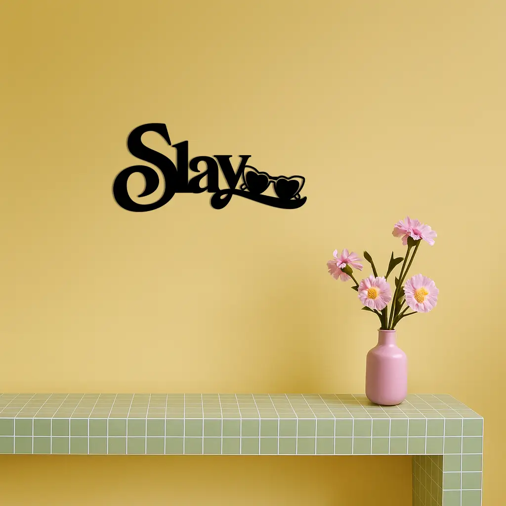 Slay Metal Wall Art – Heart Sunglasses Statement Design - KAFGP107 by Enova Art