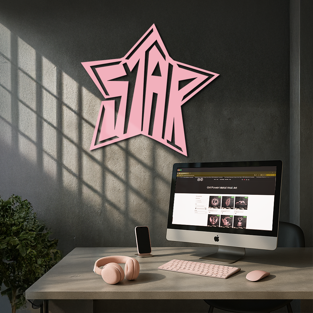 Star Shaped Typography Metal Wall Art – Bold Statement Design - KAFGP108 by Enova Art