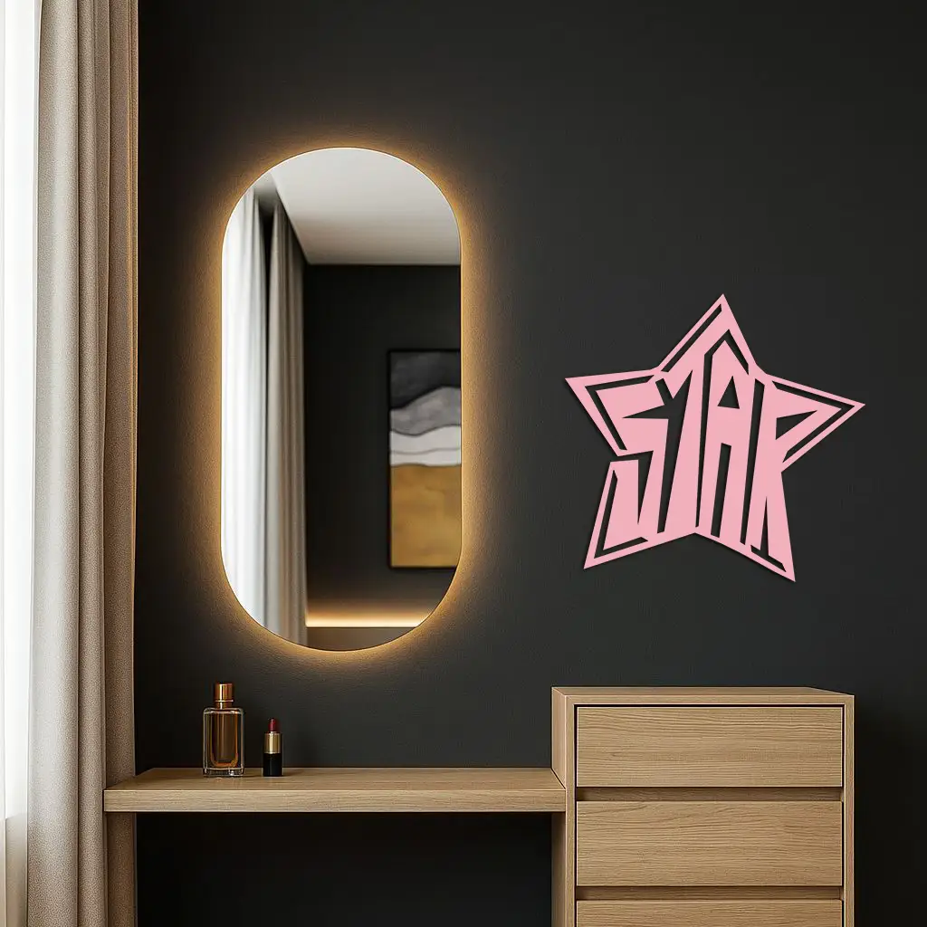 Star Shaped Typography Metal Wall Art – Bold Statement Design - KAFGP108 by Enova Art