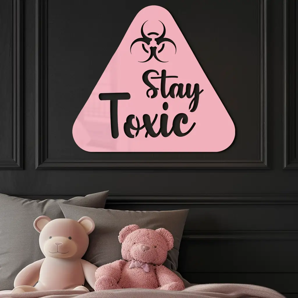 Stay Toxic Warning Sign Metal Wall Art – Bold Caution Style Decor - KAFGP109 by Enova Art