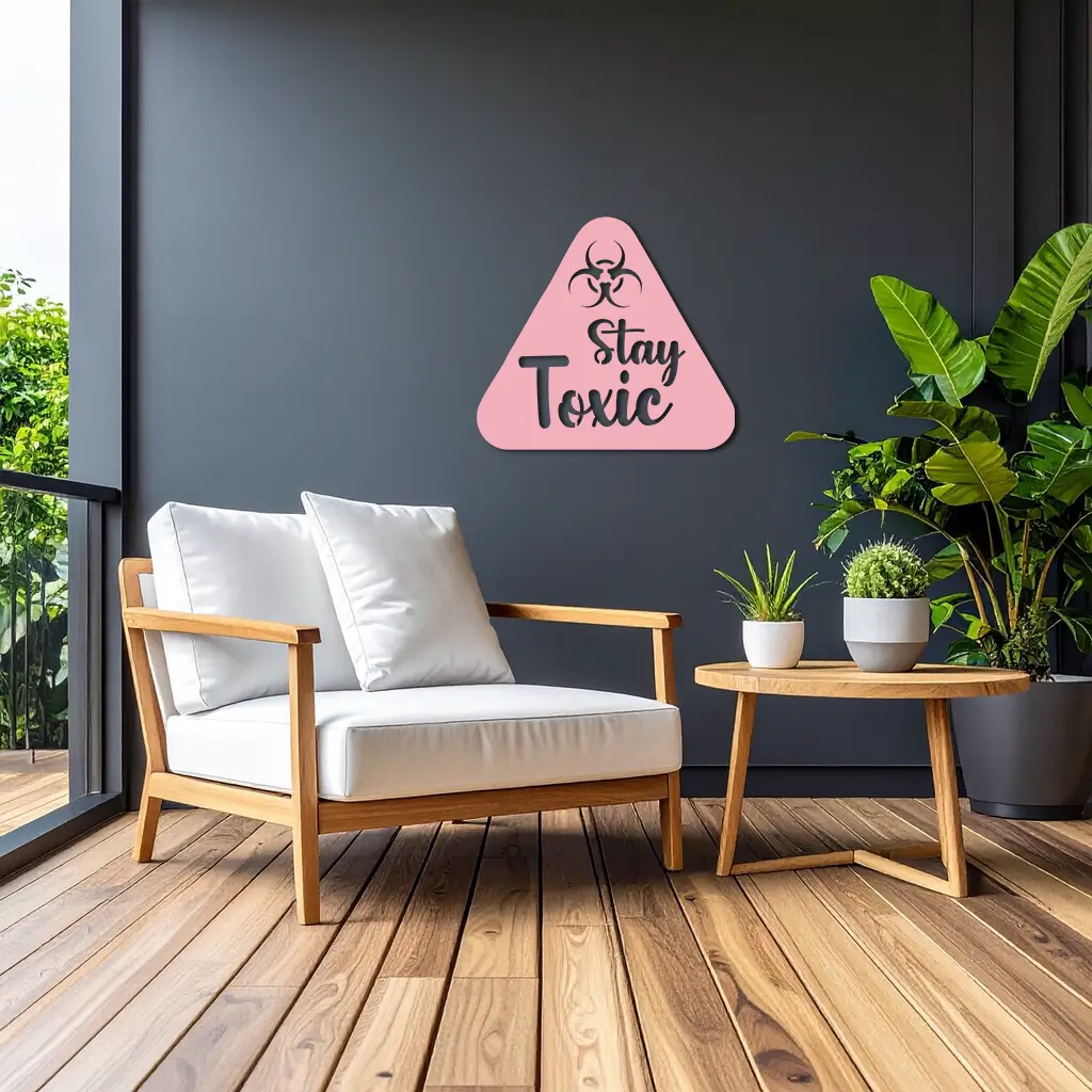 Stay Toxic Warning Sign Metal Wall Art – Bold Caution Style Decor - KAFGP109 by Enova Art