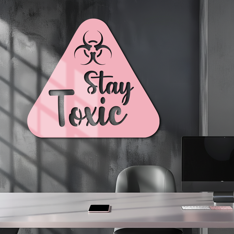 Stay Toxic Warning Sign Metal Wall Art – Bold Caution Style Decor - KAFGP109 by Enova Art