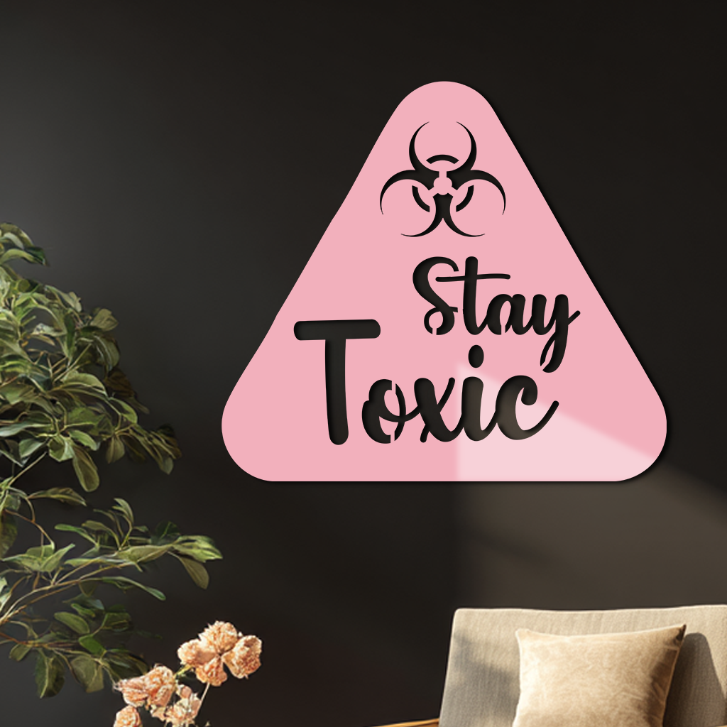 Stay Toxic Warning Sign Metal Wall Art – Bold Caution Style Decor - KAFGP109 by Enova Art