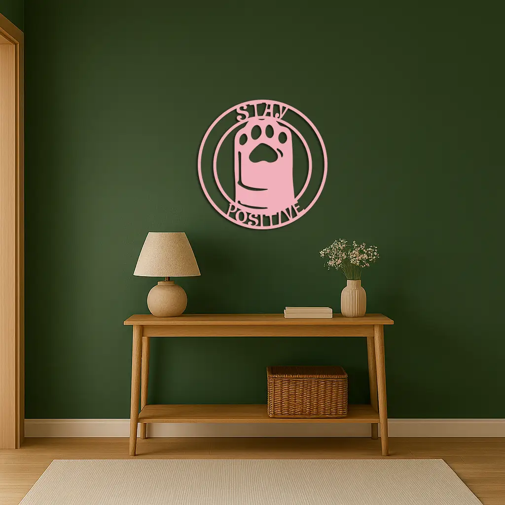 Stay Positive Paw Print Metal Wall Art – Inspirational Pet Lover Decor - KAFGP110 by Enova Art