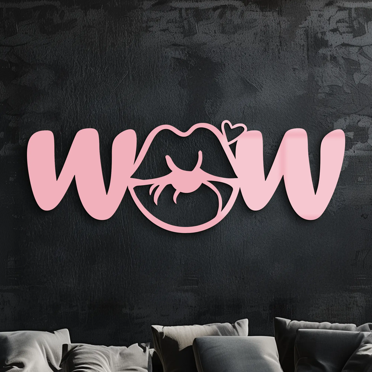 Wow Face Expression Metal Wall Art – Modern Typography Design - KAFGP113 by Enova Art