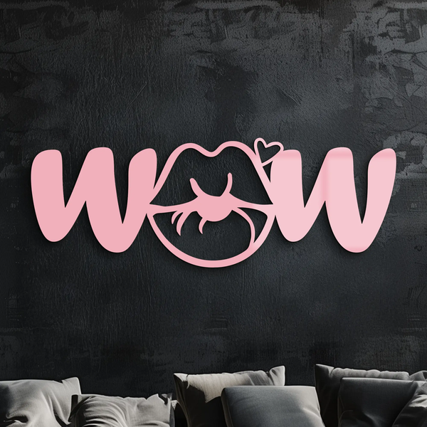 Wow Face Expression Metal Wall Art – Modern Typography Design - KAFGP113