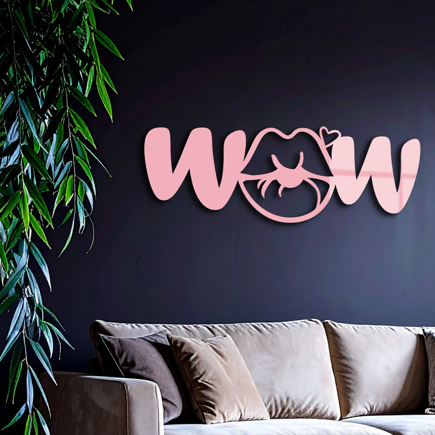Wow Face Expression Metal Wall Art – Modern Typography Design - KAFGP113 by Enova Art