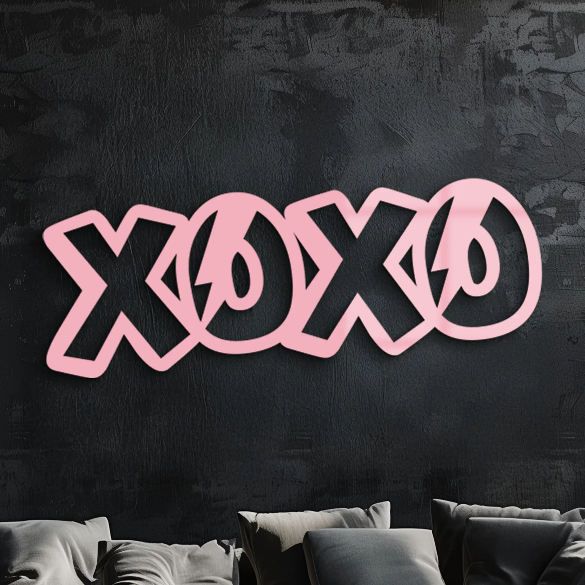 XOXO Word Art Metal Wall Decor – Modern Love Quote Design - KAFGP114 by Enova Art