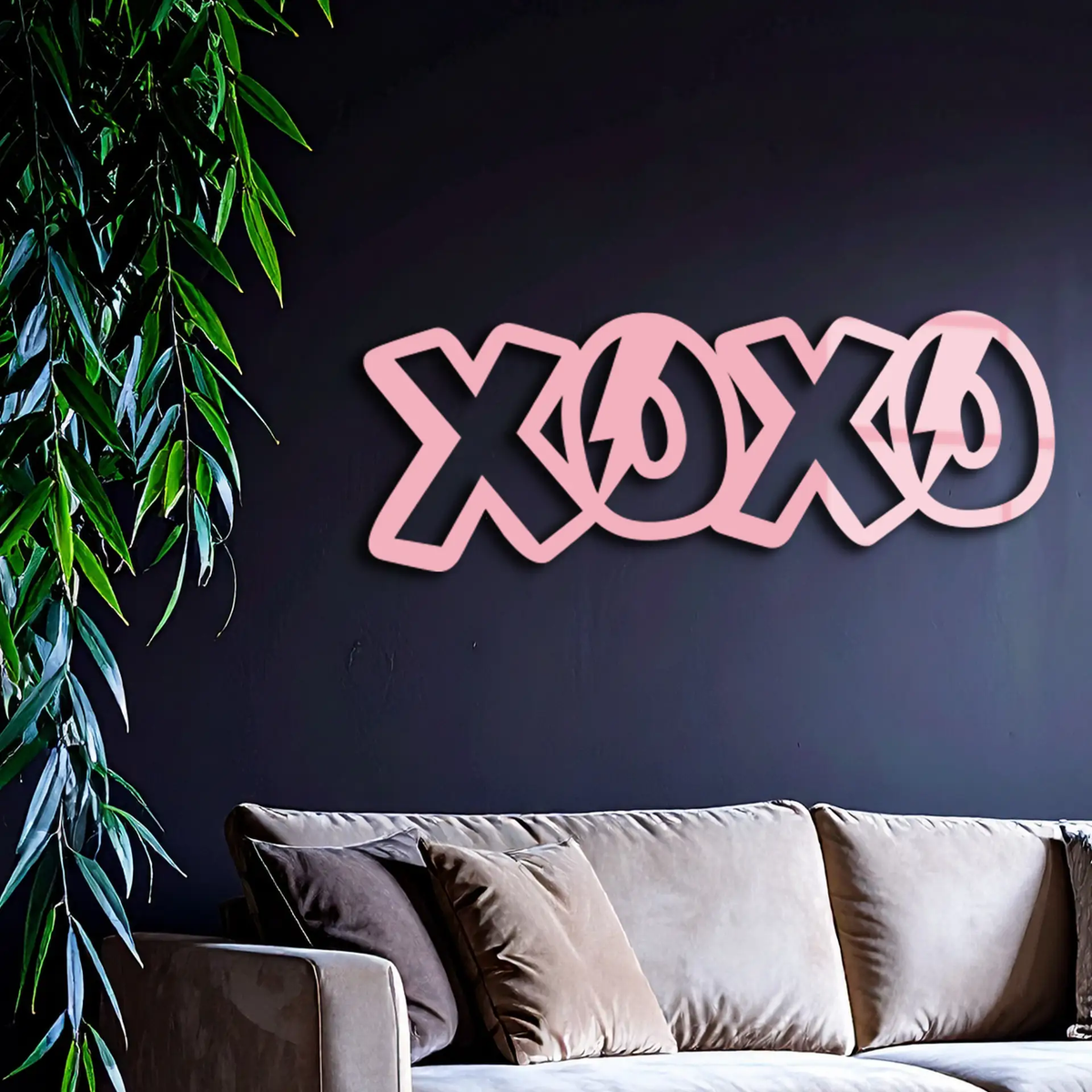 XOXO Word Art Metal Wall Decor – Modern Love Quote Design - KAFGP114 by Enova Art
