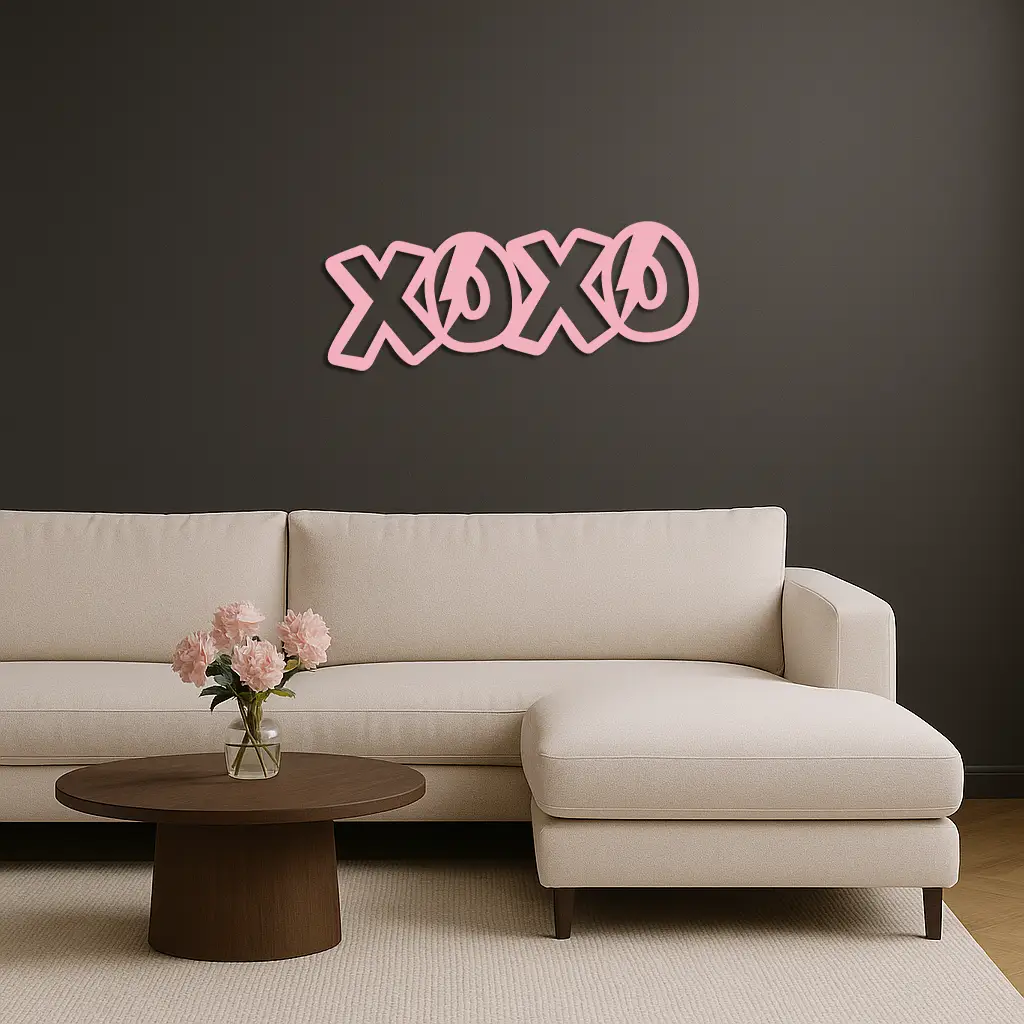 XOXO Word Art Metal Wall Decor – Modern Love Quote Design - KAFGP114 by Enova Art