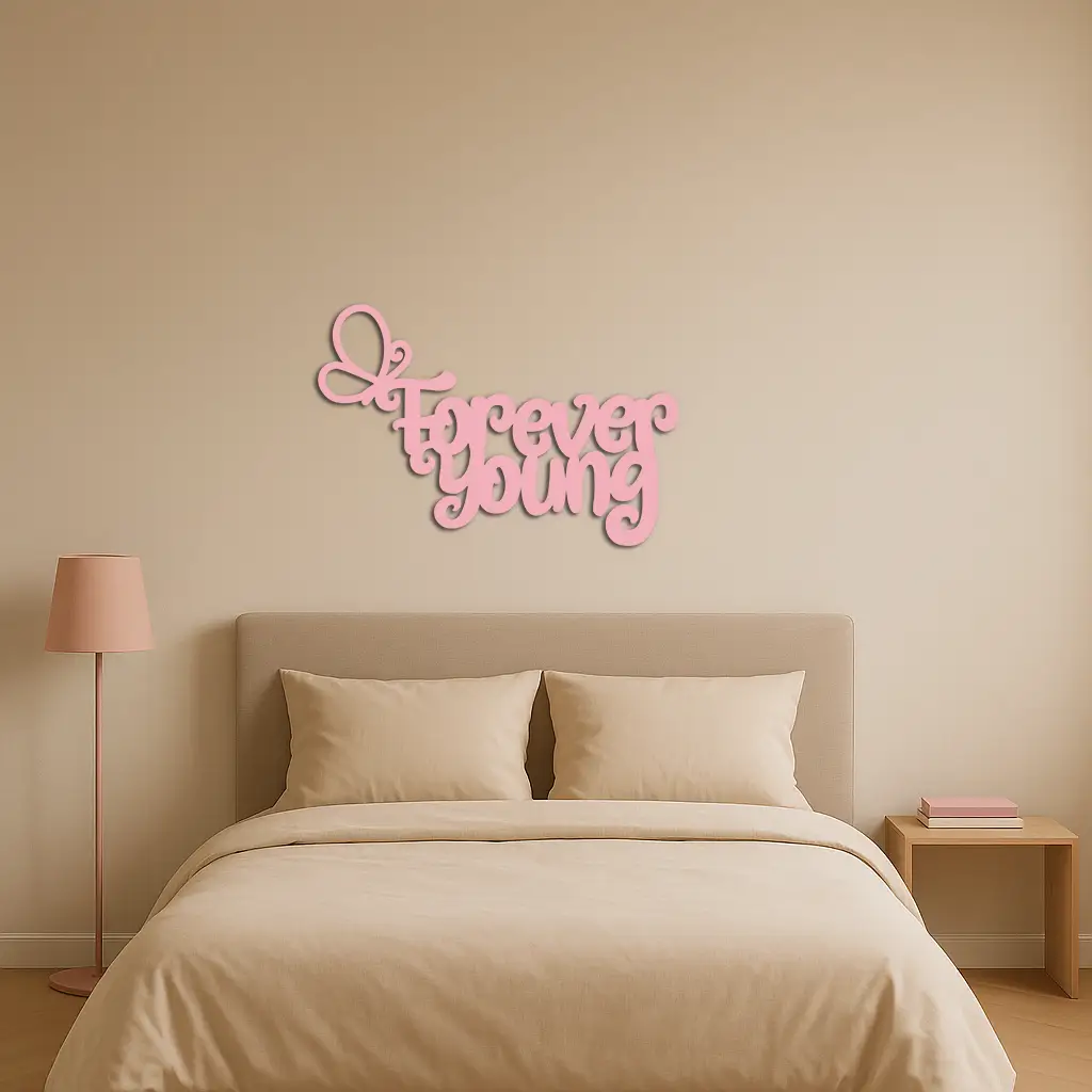 Forever Young Butterfly Script Metal Wall Art – Whimsical Home Decor - KAFGP117 by Enova Art