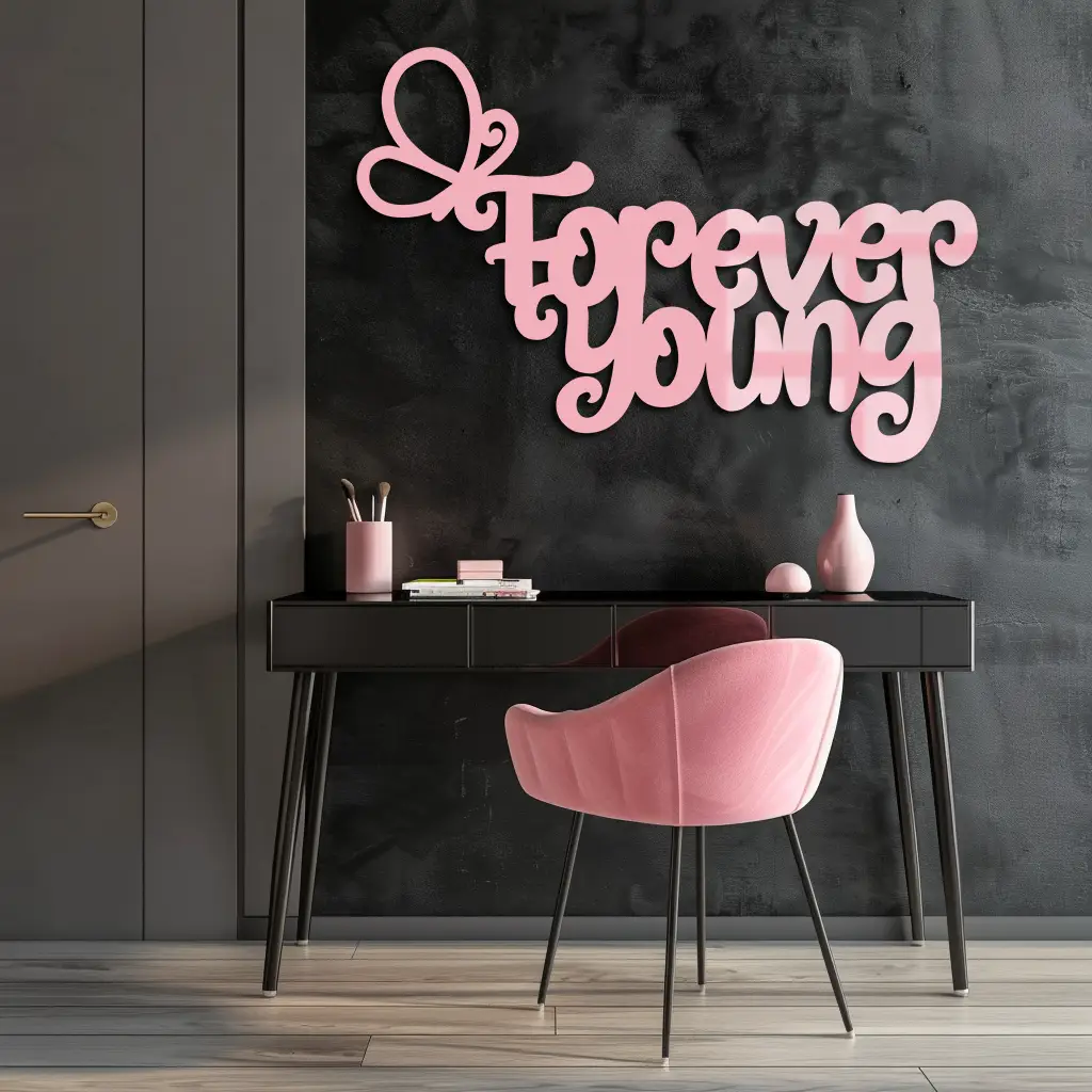 Forever Young Butterfly Script Metal Wall Art – Whimsical Home Decor - KAFGP117 by Enova Art