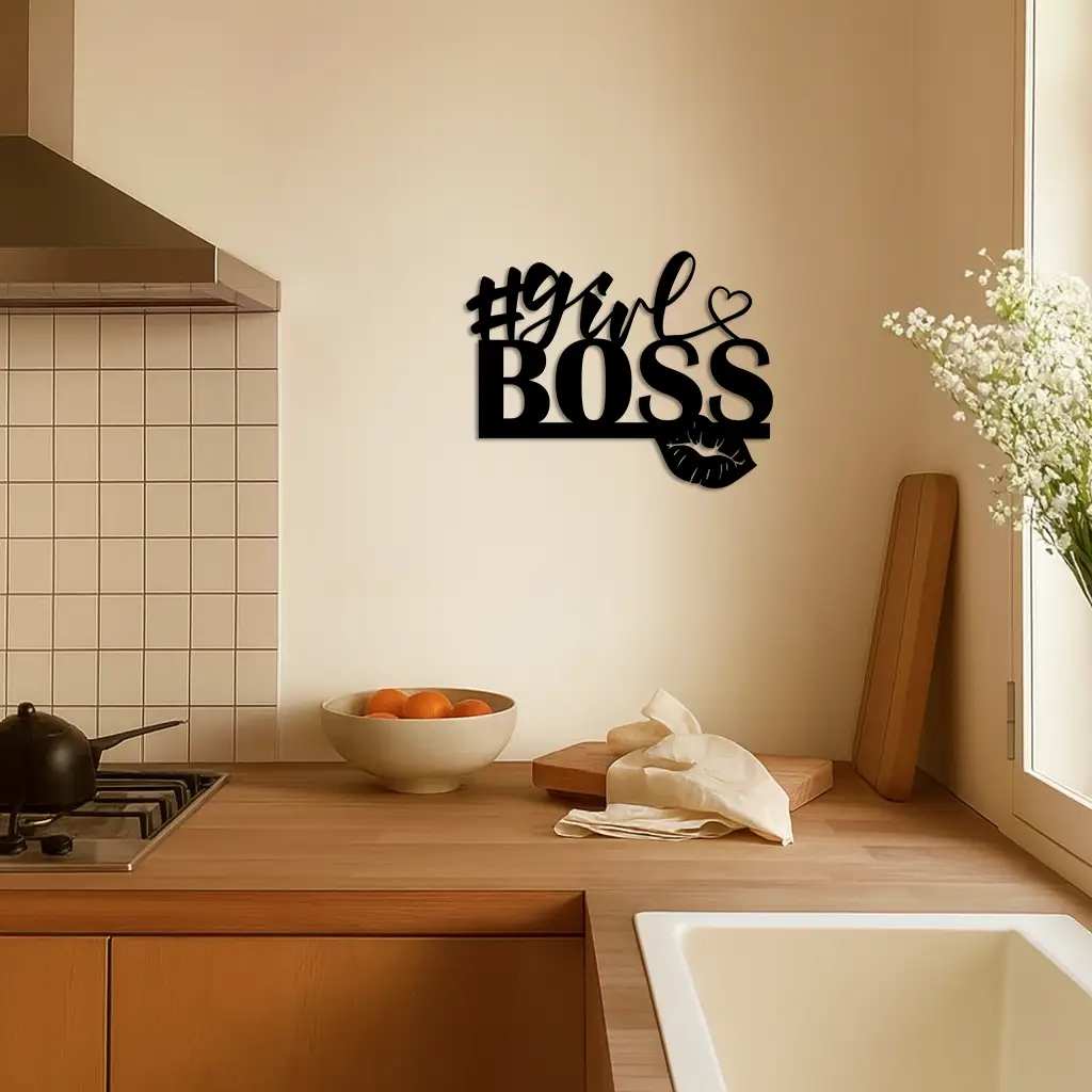 Girl Boss Metal Wall Art – Feminine Power & Modern Decor - KAFGP119 by Enova Art