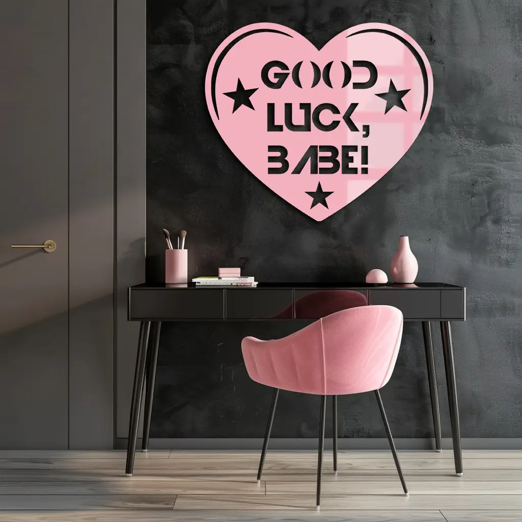 Good Luck Babe Heart Metal Wall Art – Positive Vibes Star Design - KAFGP120 by Enova Art