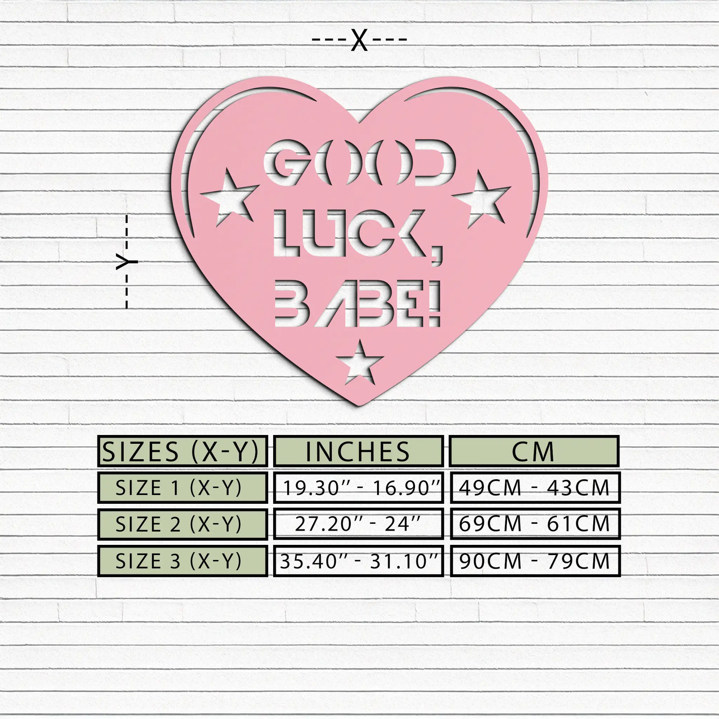 Good Luck Babe Heart Metal Wall Art – Positive Vibes Star Design - KAFGP120 by Enova Art