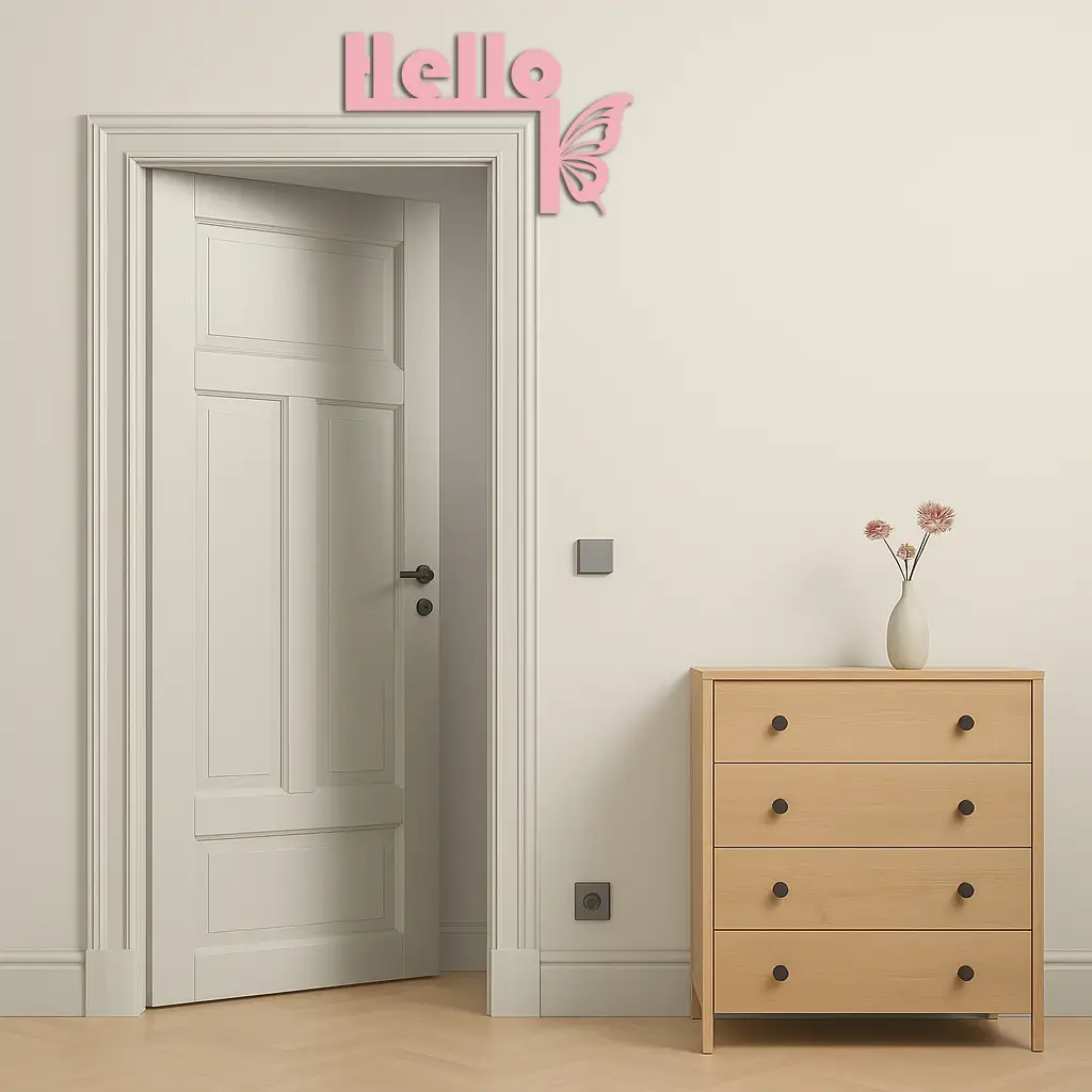 Hello Butterfly Metal Wall Art – Door Corner Decorative Sign - KAFGP122 by Enova Art