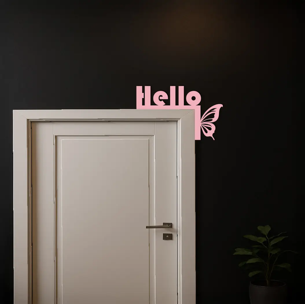 Hello Butterfly Metal Wall Art – Door Corner Decorative Sign - KAFGP122