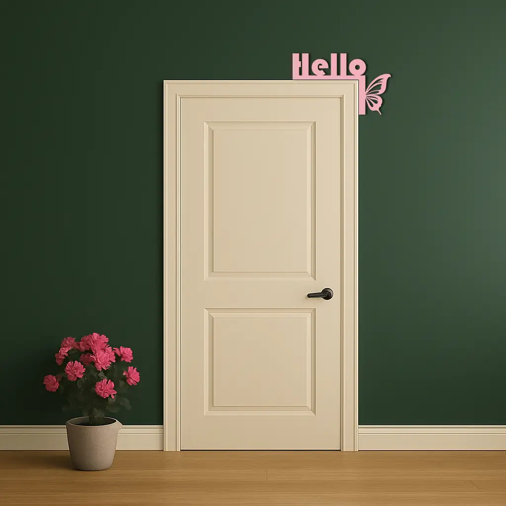 Hello Butterfly Metal Wall Art – Door Corner Decorative Sign - KAFGP122 by Enova Art