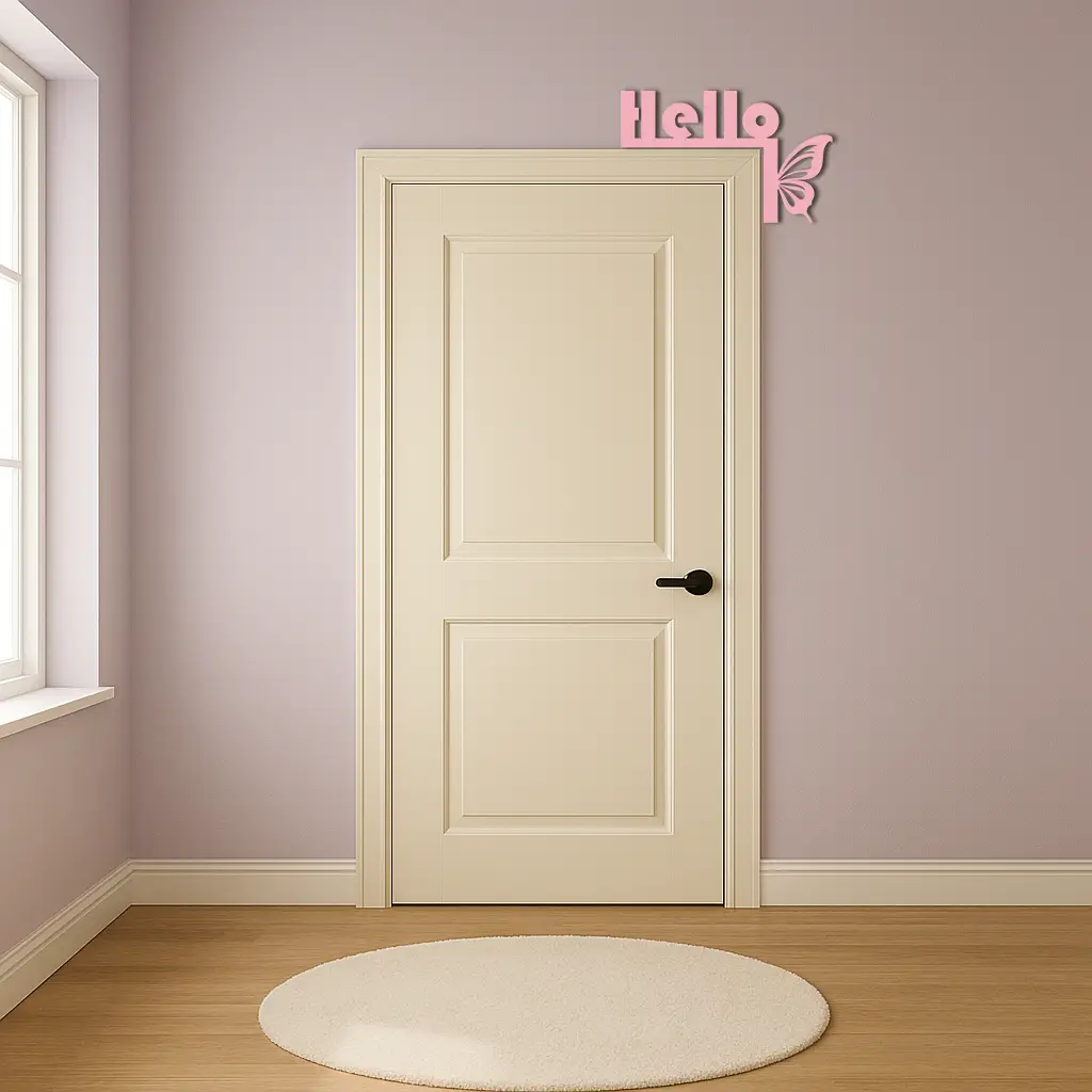 Hello Butterfly Metal Wall Art – Door Corner Decorative Sign - KAFGP122 by Enova Art