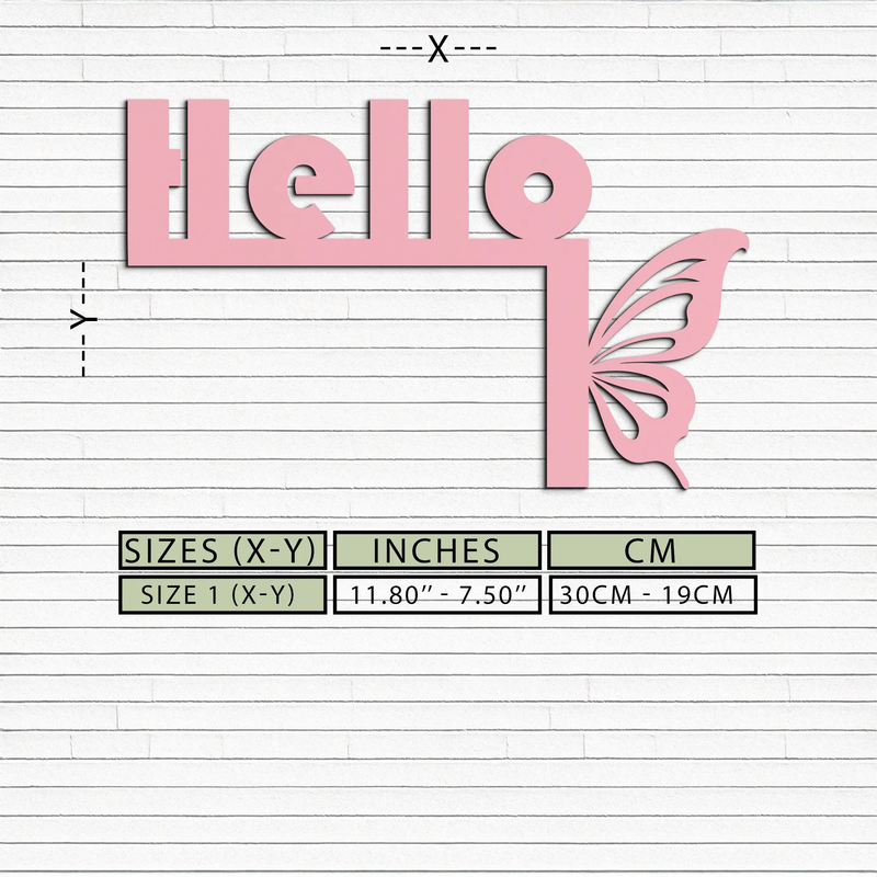 Hello Butterfly Metal Wall Art – Door Corner Decorative Sign - KAFGP122 by Enova Art