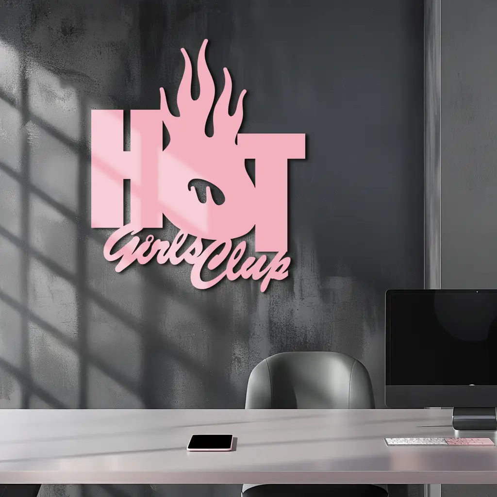 Hot Girls Club Metal Wall Art – Feminine Neon Style Home Decor - KAFGP123 by Enova Art