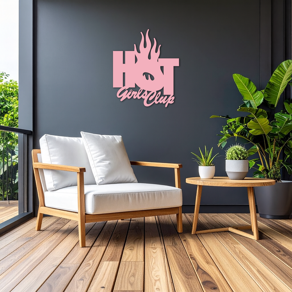 Hot Girls Club Metal Wall Art – Feminine Neon Style Home Decor - KAFGP123 by Enova Art