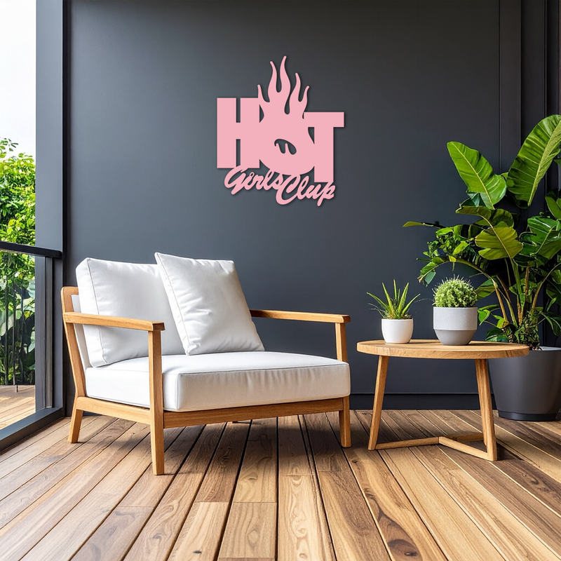 Hot Girls Club Metal Wall Art – Feminine Neon Style Home Decor - KAFGP123 by Enova Art