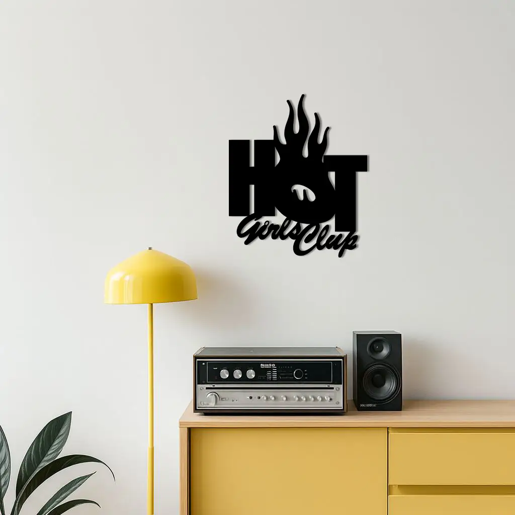 Hot Girls Club Metal Wall Art – Feminine Neon Style Home Decor - KAFGP123 by Enova Art