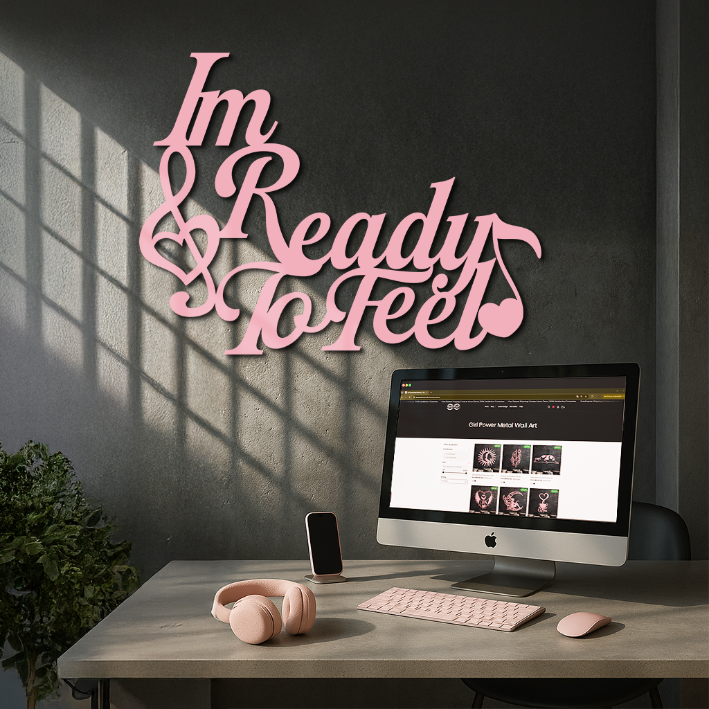 I'm Ready to Feel Quote Metal Wall Art – Musical Heart & Note Design - KAFGP126 by Enova Art