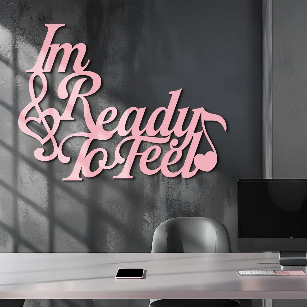 I'm Ready to Feel Quote Metal Wall Art – Musical Heart & Note Design - KAFGP126 by Enova Art