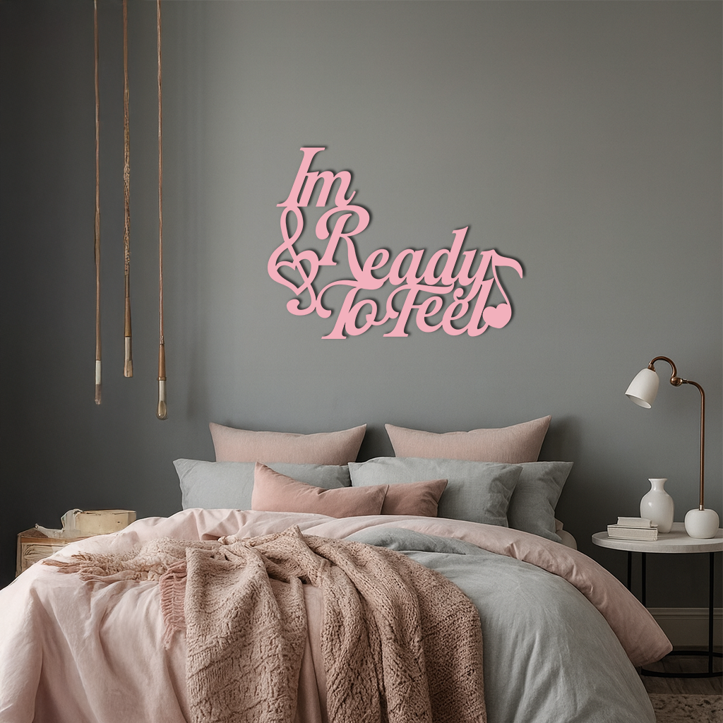 I'm Ready to Feel Quote Metal Wall Art – Musical Heart & Note Design - KAFGP126 by Enova Art