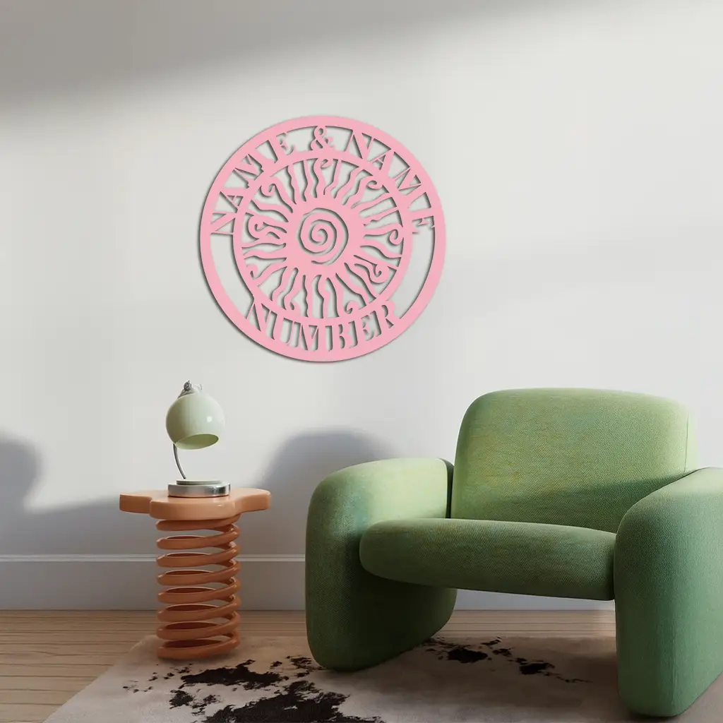 Personalized Sun Spiral Metal Wall Art – Custom Name & Number Outdoor Decor - KAFGP129 by Enova Art