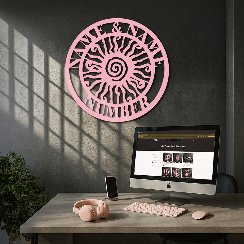Personalized Sun Spiral Metal Wall Art – Custom Name & Number Outdoor Decor - KAFGP129 by Enova Art