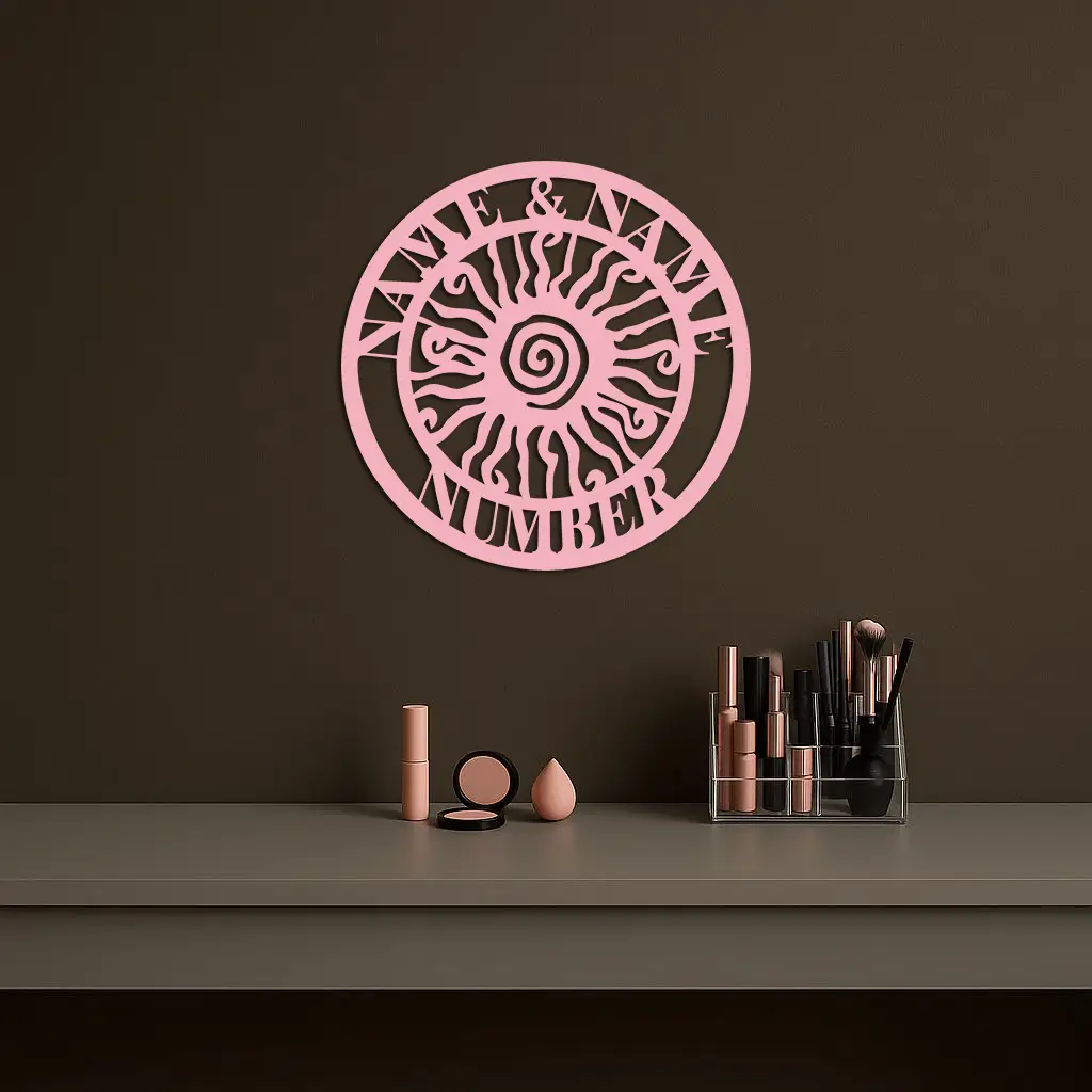 Personalized Sun Spiral Metal Wall Art – Custom Name & Number Outdoor Decor - KAFGP129 by Enova Art