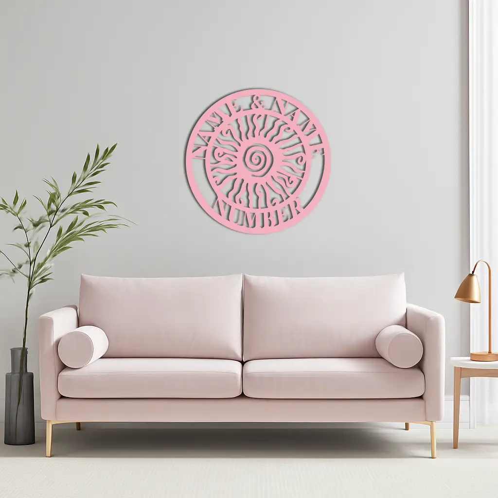 Personalized Sun Spiral Metal Wall Art – Custom Name & Number Outdoor Decor - KAFGP129 by Enova Art