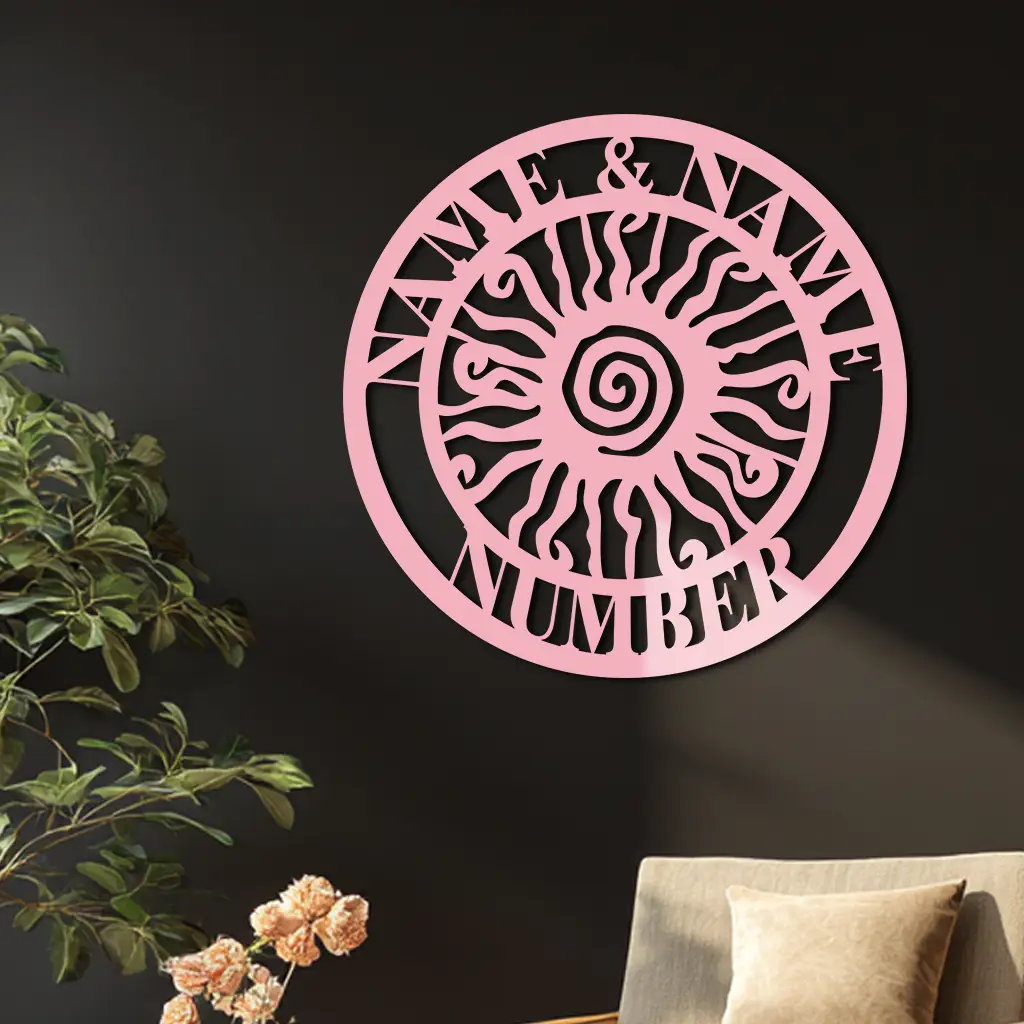 Personalized Sun Spiral Metal Wall Art – Custom Name & Number Outdoor Decor - KAFGP129 by Enova Art