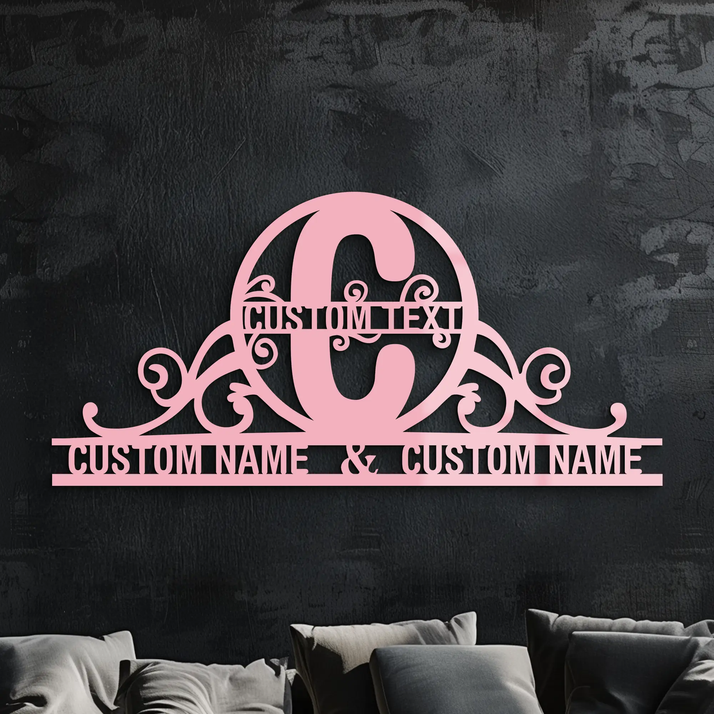 Personalized Initial Monogram Metal Wall Art – Custom Family Name Sign - KAFGP130 by Enova Art