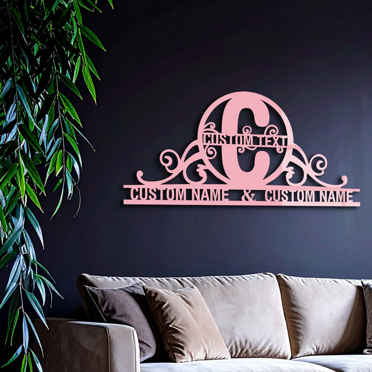 Personalized Initial Monogram Metal Wall Art – Custom Family Name Sign - KAFGP130 by Enova Art