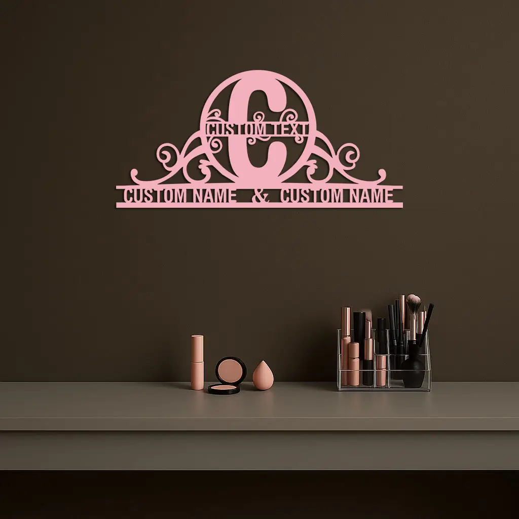 Personalized Initial Monogram Metal Wall Art – Custom Family Name Sign - KAFGP130 by Enova Art