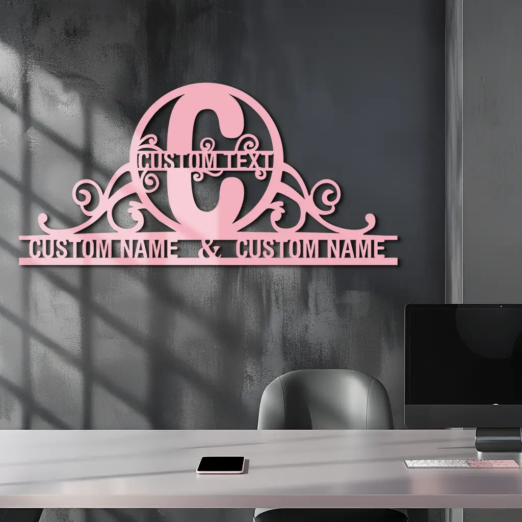 Personalized Initial Monogram Metal Wall Art – Custom Family Name Sign - KAFGP130 by Enova Art