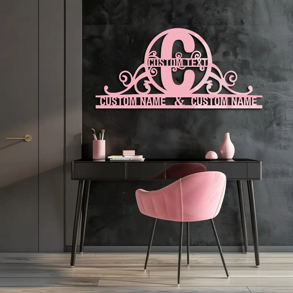 Personalized Initial Monogram Metal Wall Art – Custom Family Name Sign - KAFGP130 by Enova Art