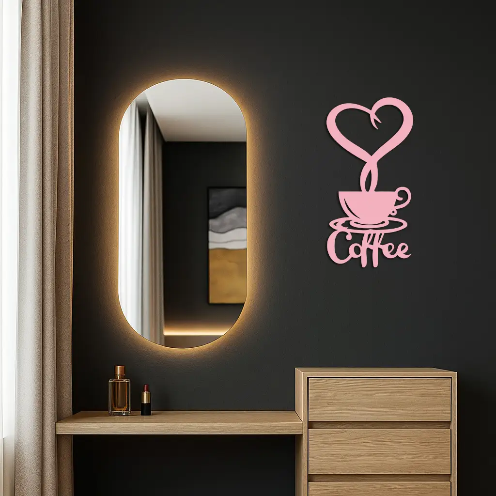 Coffee Cup Heart Metal Wall Art – Modern Coffee Lover Kitchen Decor -KAFGP131 by Enova Art