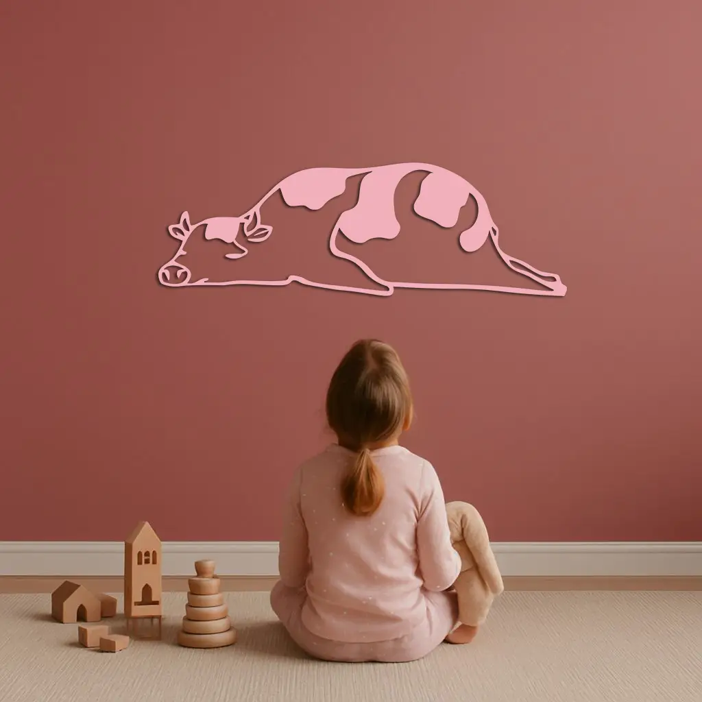 Minimalist Cow Silhouette Metal Wall Art – Farmhouse Animal Decor - KAFGP134 by Enova Art