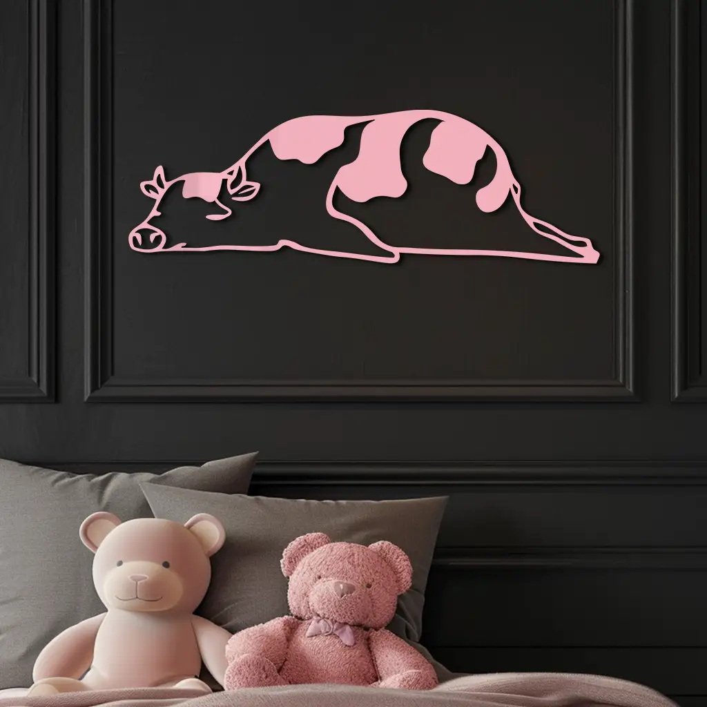 Minimalist Cow Silhouette Metal Wall Art – Farmhouse Animal Decor - KAFGP134 by Enova Art