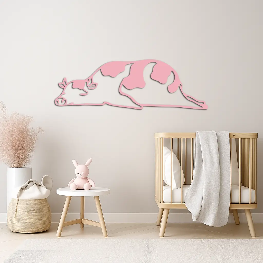 Minimalist Cow Silhouette Metal Wall Art – Farmhouse Animal Decor - KAFGP134 by Enova Art