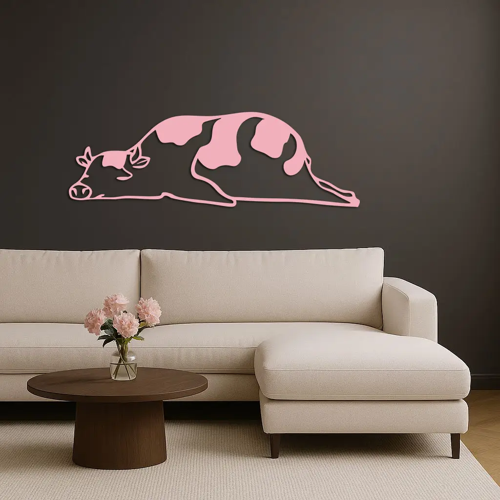 Minimalist Cow Silhouette Metal Wall Art – Farmhouse Animal Decor - KAFGP134 by Enova Art