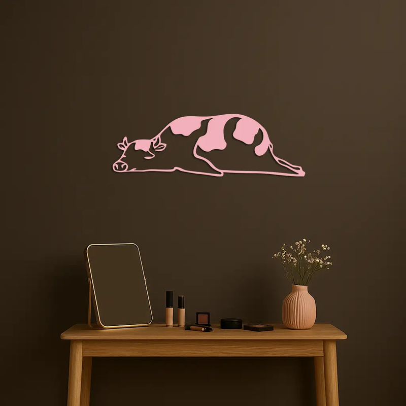 Minimalist Cow Silhouette Metal Wall Art – Farmhouse Animal Decor - KAFGP134 by Enova Art