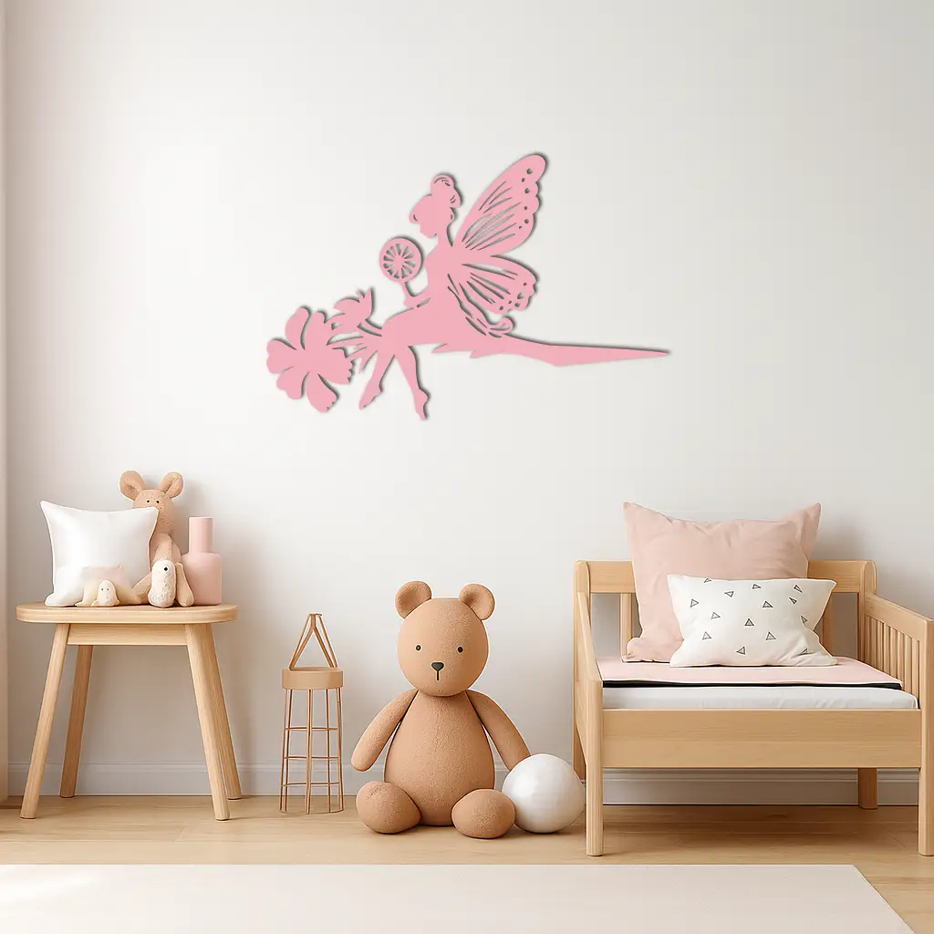 Enchanted Fairy on Flower Metal Wall Art – Garden & Outdoor Decor - KAFGP137 by Enova Art