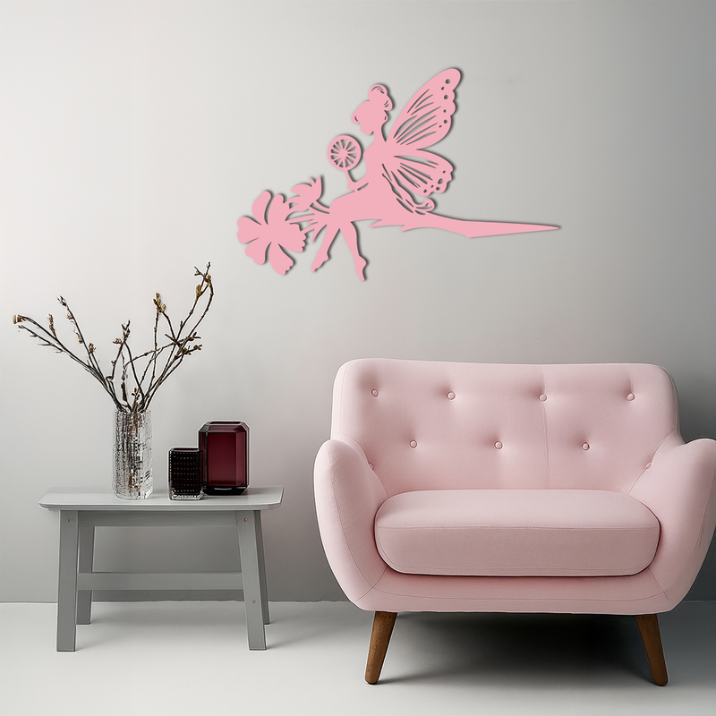 Enchanted Fairy on Flower Metal Wall Art – Garden & Outdoor Decor - KAFGP137 by Enova Art