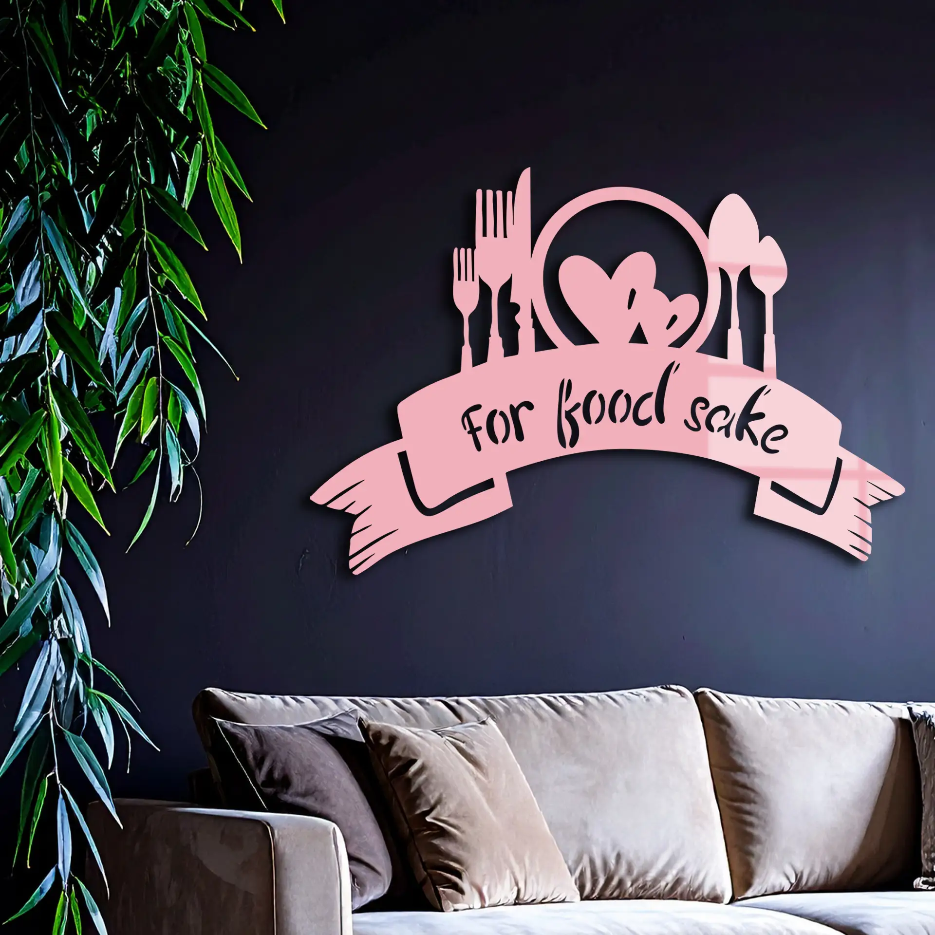 For Food Sake Metal Wall Art – Modern Kitchen & Dining Room Decor - KAFGP139 by Enova Art